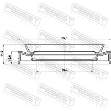 Febest 95HES-52951315C Сальник привода 50.3x95.3x12.6x14.9 - 2