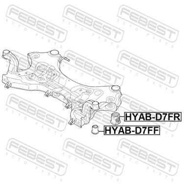 Febest HYAB-D7FR Сайлентблок подрамника задний | прав/лев | - 2