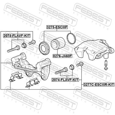 Febest 3277C-ESCIIIR-KIT Скоба заднего тормозного суппорта (комплект) (с направляющими) - 2