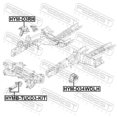 Febest HYM-D34WDLH Подушка двигателя (гидравлическая) | лев | - 2