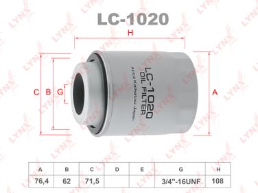 LYNXauto LC-1020 Фильтр масляный - 1