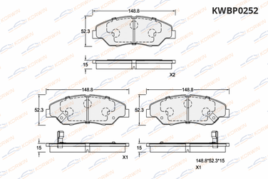 KORWIN KWBP0252 Колодки тормозные перед. Kia Retona (fk) 99-01/Sportage (k00) 94-03 | перед | - 2