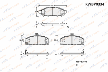 KORWIN KWBP0334 Колодки тормозные перед. Mitsubishi l200 05-/Pajero Sport II 08-/Nissan nv200 | перед | - 2