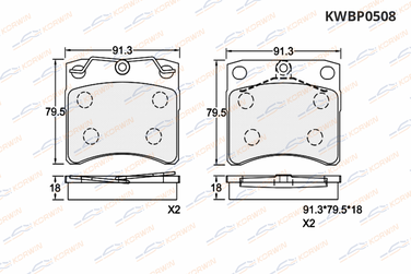 KORWIN KWBP0508 Колодки тормозные перед. VW T4 90-03 (+диск 15 ) | перед | - 2