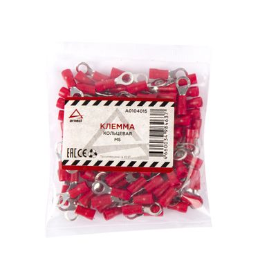 ARNEZI A0104015 Клемма кольцевая RV 1 5 круглая M5 красная изоляция - 2