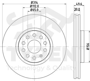 TYREN TYR1023381 Диск тормозной | перед | - 2