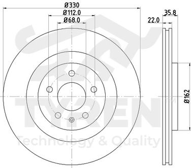 TYREN TYR1023461 Диск тормозной | зад | - 2