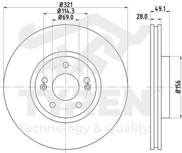 TYREN TYR1015881 Диск тормозной | перед | - 2