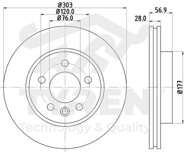 TYREN TYR1023341 Диск тормозной | перед | - 2