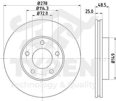 TYREN TYR1014361 Диск тормозной | перед | - 2
