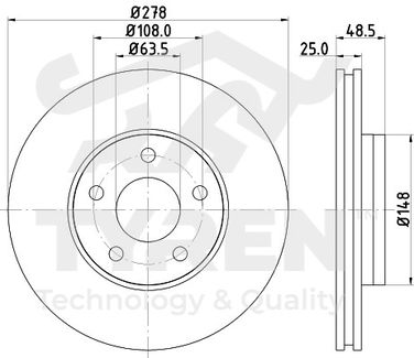 TYREN TYR1012851 Диск тормозной | перед | - 2