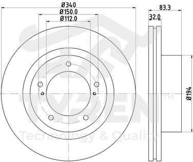 TYREN TYR1022911 Диск тормозной | перед | - 2