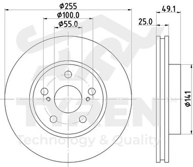 TYREN TYR1018691 Диск тормозной | перед | - 2