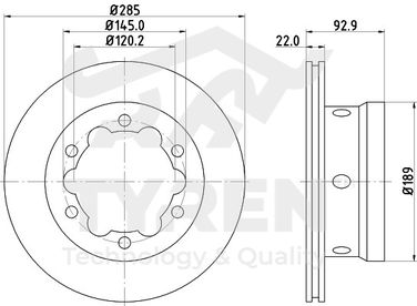 TYREN TYR1014981 Диск тормозной | зад | - 2