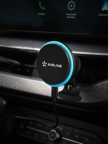 AIRLINE AEAG014 Держатель для телефона автомобильный в дефлектор магнитный MagSafe с беспроводной зарядкой - 4
