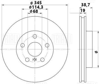 Trialli DF 106211 Диск тормозной для автомобилей Ford Explorer (10-) d=345 | зад | - 3