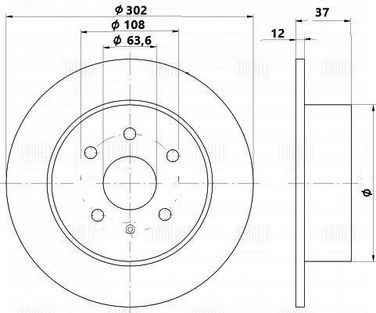 Trialli DF 127 Диск тормозной для автомобилей Geely Monjaro (22-) / Tugella (19-) d=302 окрашенный | зад | - 1