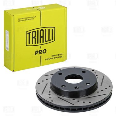 Trialli DF 272s Диск тормозной для автомобилей Chevrolet Lacetti (04-) d=256 PRO (перфорированный / слотированный / окрашенный) | перед | - 1