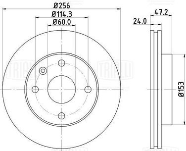 Trialli DF 272s Диск тормозной для автомобилей Chevrolet Lacetti (04-) d=256 PRO (перфорированный / слотированный / окрашенный) | перед | - 3