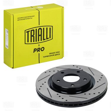Trialli DF 275s Диск тормозной для автомобилей Nissan Qashqai (06-) / X-Trail T31 (07-) d=296 PRO (перфорированный / слотированный / окрашенный) | перед | - 1