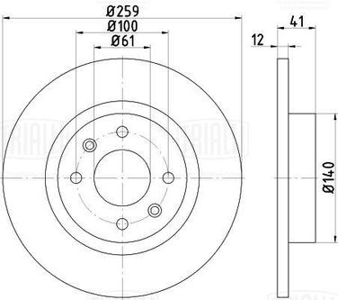 Trialli DF 001s Диск тормозной для автомобилей Renault Logan (04-) c ABS d=259 PRO (перфорированный / слотированный / окрашенный) | перед | - 3
