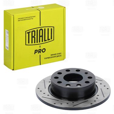 Trialli DF 278s Диск тормозной для автомобилей Skoda Octavia A5 (04-) / VW Golf v (03-) d=253 PRO (перфорированный / слотированный / окрашенный) | перед/зад | - 1