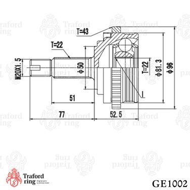 TRAFORD RING GE 1002 Шрус наружный, Лада 1118/2170 ABS - 3