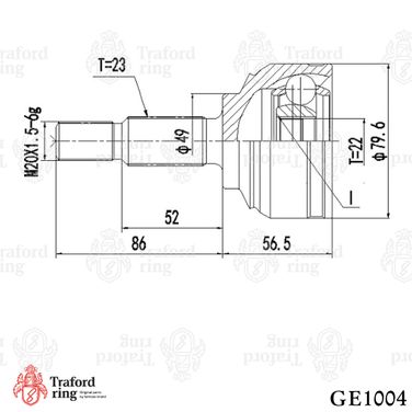TRAFORD RING GE 1004 Шрус наружный, Лада Largus (12-15г.в.) 1.6 16V - 3