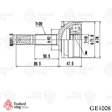 TRAFORD RING GE 1008 Шрус наружный, Лада 1111 Ока - 3