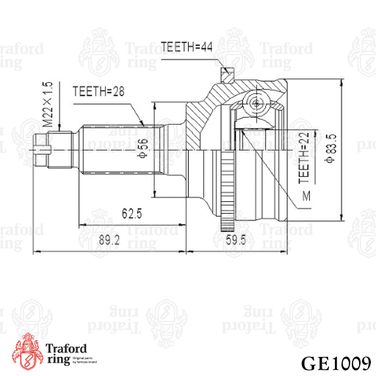 TRAFORD RING GE 1009 Шрус наружный, Kia Spectra (00-) Ижевск 1.6i ABS - 3