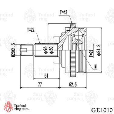 TRAFORD RING GE 1010 Шрус наружный, Лада Granta (10-) AT - 3