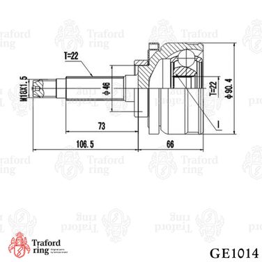 TRAFORD RING GE 1014 Шрус наружный, Лада 2121 - 3