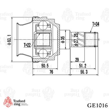TRAFORD RING GE 1016 Шрус внутренний, Chevrolet Lacetti (04-)/Daewoo Nexia (95-) MT - 3