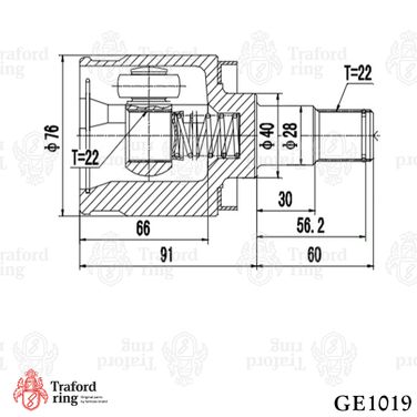 TRAFORD RING GE 1019 Шрус внутренний, ЗАЗ Sens/Chance/ЗАЗ 1102 Таврия 1.3 - 3