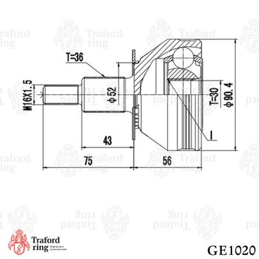 TRAFORD RING GE 1020 Шрус наружный, VW Polo Sedan (rus) (10-) 1.6i (110Hp) AT - 3
