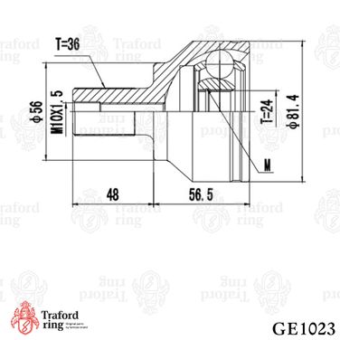 TRAFORD RING GE 1023 Шрус наружный, Focus II (04-)/c-max (03-) 1.4i/1.6i (24 шлц.) - 3