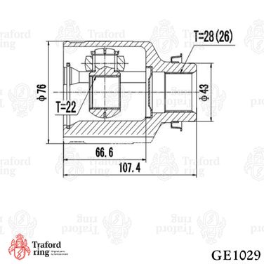 TRAFORD RING GE 1029 Шрус внутренний правый, Kia Spectra (00-) Ижевск 1.6i MT - 3