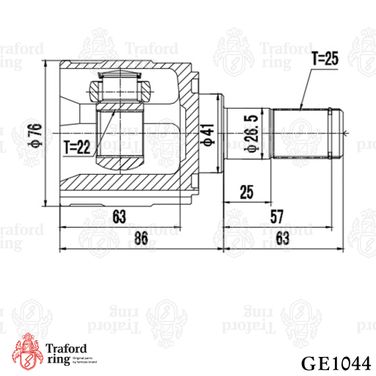 TRAFORD RING GE 1044 Шрус внутренний, Hyundai Solaris (10-)/Kia Rio (11-) 1.4i/1.6i - 3