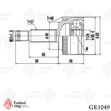 TRAFORD RING GE 1049 Шрус наружный, Kia Cerato II (09-)/Soul (08-)/cee'd (12-) 1.6i ABS - 3