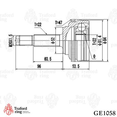 TRAFORD RING GE 1058 Шрус наружный, Chevrolet Aveo (04-)/Kalos (05-) 1.4i/1.5i ABS - 3