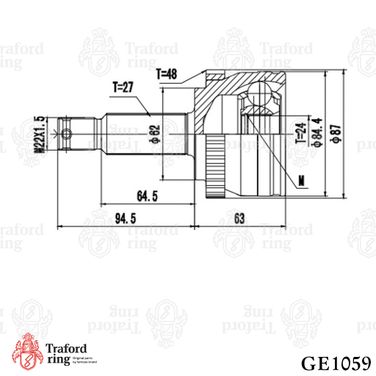 TRAFORD RING GE 1059 Шрус наружный, Hyundai Tucson (04-)/Kia Sportage II (04-) 2.0i МT/2.0CRDi АT - 3