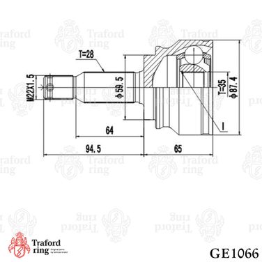 TRAFORD RING GE 1066 Шрус наружный, Mitsubishi Outlander XL (05-) 2.0i/2.4i cvt/at/mt - 3