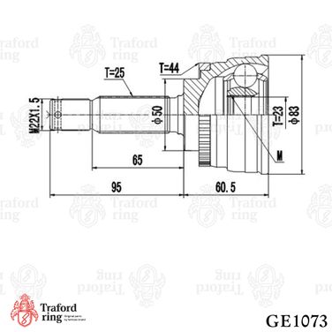 TRAFORD RING GE 1073 Шрус наружный, Hyundai Elantra XD (00-) 1.6i MT ABS (23 шлц.) - 3