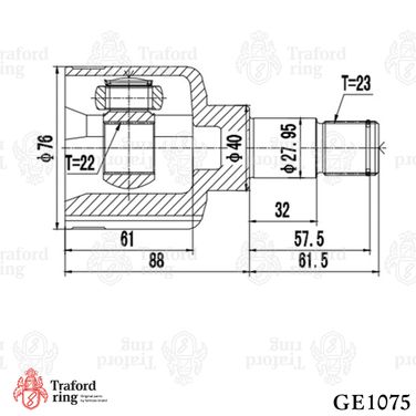 TRAFORD RING GE 1075 Шрус внутренний левый, Ford Focus II (05-) 1.6Ti/1.8i MT (b5/ib5) - 3