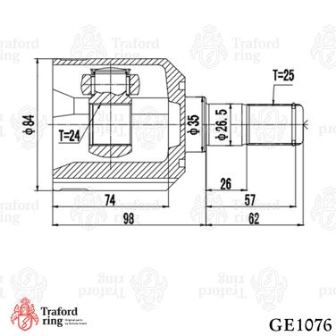 TRAFORD RING GE 1076 Шрус внутренний, Kia Cerato (04-) 1.6i MT - 3