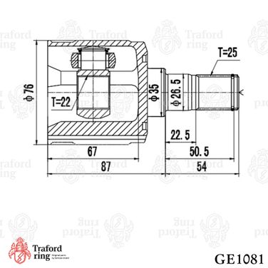 TRAFORD RING GE 1081 Шрус внутренний, Hyundai Getz (02-) MT - 3