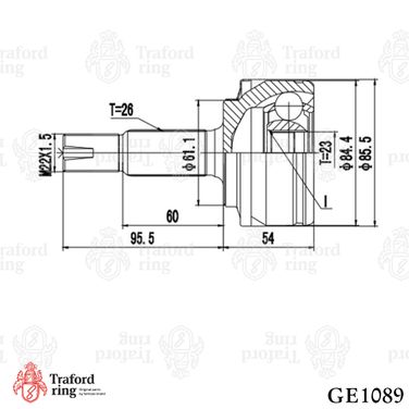 TRAFORD RING GE 1089 Шрус наружный, Toyota Corolla e120 (01-)/Auris e150 (06-) - 3