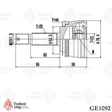 TRAFORD RING GE 1092 Шрус наружный, Hyundai Accent (99-) 1.5i ABS - 3