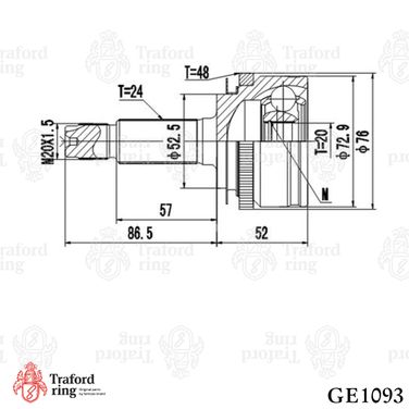 TRAFORD RING GE 1093 Шрус наружный, Kia Picanto (04-) 1.0i/1.1i MT - 3