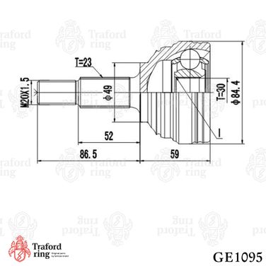TRAFORD RING GE 1095 Шрус наружный, Renault Logan (04-) 1.6i (23х30 шлц.) - 3